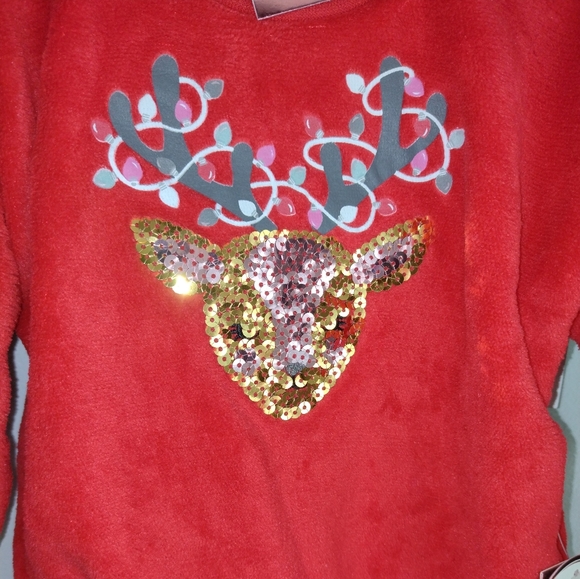 NWT NANETTE BABY  3PIECE REINDEER FACE AND LEGGING SET WITH SCRUNCHIE - Picture 2 of 8